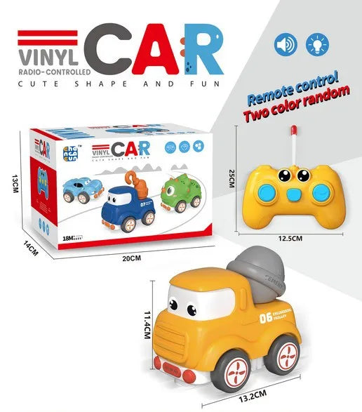 HKM-294675 Rechargeable Cartoon Remote Control Car with Lights for Kids, Indoor/Outdoor Mini Vehicle, 1:24 Scale