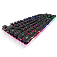 HKM-294739 Luminous Backlit 104-Key USB Wired Gaming Keyboard with Rounded Cap Design