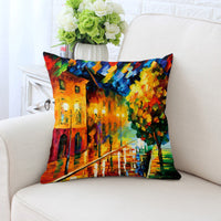 HKM-294931 All-Match European Style Landscape Pillow Cushion Cover in Polyester Twill - 45x45 cm