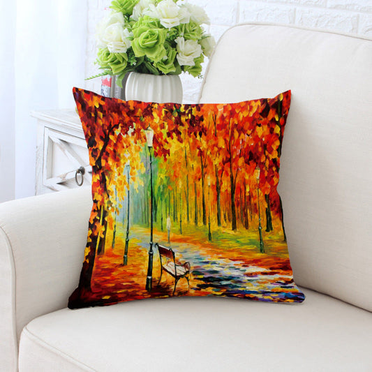 HKM-294931 All-Match European Style Landscape Pillow Cushion Cover in Polyester Twill - 45x45 cm