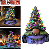 HKM-294995 Decorative Resin Christmas Tree Sculpture Ornament - 19cm Lighted Cartoon Style