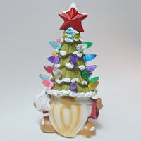 HKM-294995 Decorative Resin Christmas Tree Sculpture Ornament - 19cm Lighted Cartoon Style