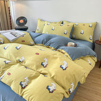 HKM-295187 Four-Piece Jacquard Quilt Cover Set with Plant and Flower Design - Cotton and Linen Bedding for 1.5 to 2.0 Bed Sizes