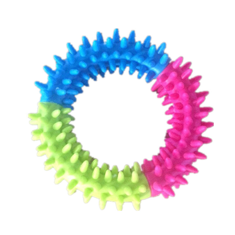 HKM-295507 Eco-Friendly TPR Rubber Thorn Ring Pet Toy - Multiple Color Options Available