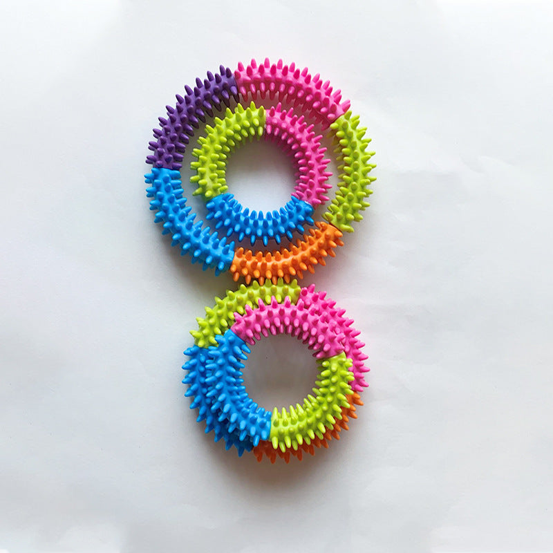 HKM-295507 Eco-Friendly TPR Rubber Thorn Ring Pet Toy - Multiple Color Options Available