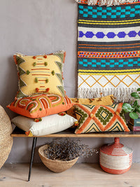 HKM-295635 Handmade Vintage Embroidered Cotton Throw Pillow - 30 x 50 cm - Dry Clean Only