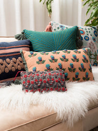 HKM-295635 Handmade Vintage Embroidered Cotton Throw Pillow - 30 x 50 cm - Dry Clean Only