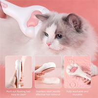 HKM-295635 Pet Massage Comb for Cats and Dogs - One Button Design, Pink, ABS+TPR+Stainless Steel, Size 210mm x 90mm x 42mm