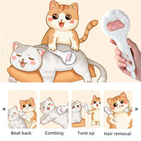 HKM-295635 Pet Massage Comb for Cats and Dogs - One Button Design, Pink, ABS+TPR+Stainless Steel, Size 210mm x 90mm x 42mm