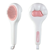 HKM-295635 Pet Massage Comb for Cats and Dogs - One Button Design, Pink, ABS+TPR+Stainless Steel, Size 210mm x 90mm x 42mm