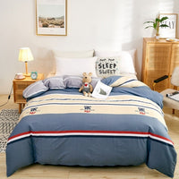 HKM-295699 Cotton Three-Piece Quilt Cover Set for Student Dormitory with Cartoon and Floral Patterns