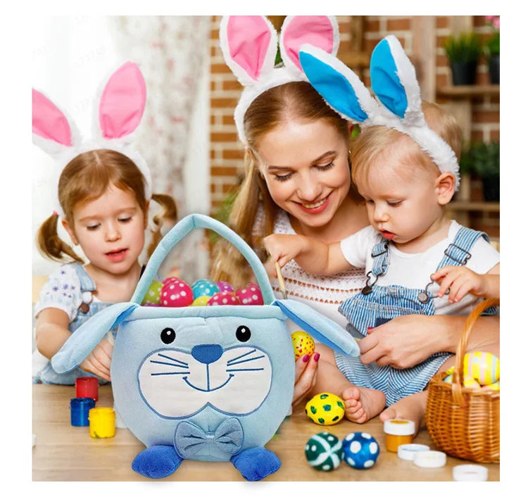 KTX-295699 Easter Bunny Basket Plush Toy for Kids - Soft Animal Handbag for Eggs, 31-50cm