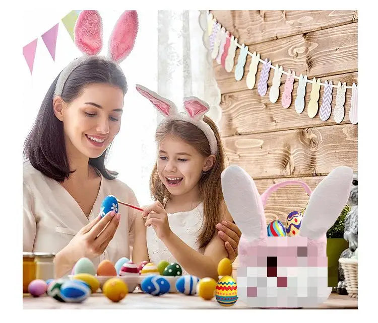 KTX-295699 Easter Bunny Basket Plush Toy for Kids - Soft Animal Handbag for Eggs, 31-50cm