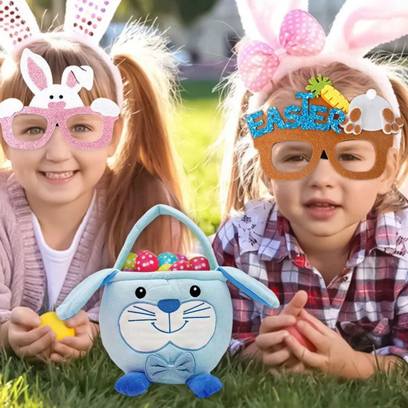 KTX-295699 Easter Bunny Basket Plush Toy for Kids - Soft Animal Handbag for Eggs, 31-50cm
