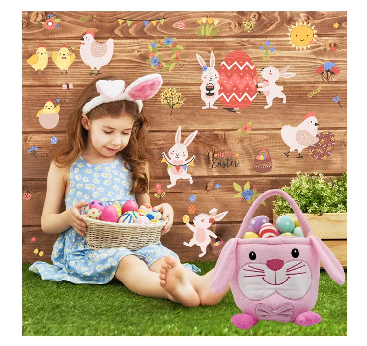 KTX-295699 Easter Bunny Basket Plush Toy for Kids - Soft Animal Handbag for Eggs, 31-50cm