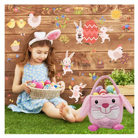 HKM-295699 Easter Bunny Basket Plush Toy for Kids - Soft Animal Handbag for Eggs, 31-50cm