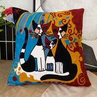 HKM-295763 Abstract Picasso-Inspired Embroidered Throw Pillowcase - 45X45 Cotton Design in Various Colors
