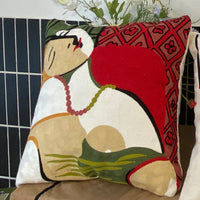 HKM-295763 Abstract Picasso-Inspired Embroidered Throw Pillowcase - 45X45 Cotton Design in Various Colors