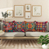 HKM-295827 Geometric Pattern Bohemian Style Linen Pillow Cover 45x45cm