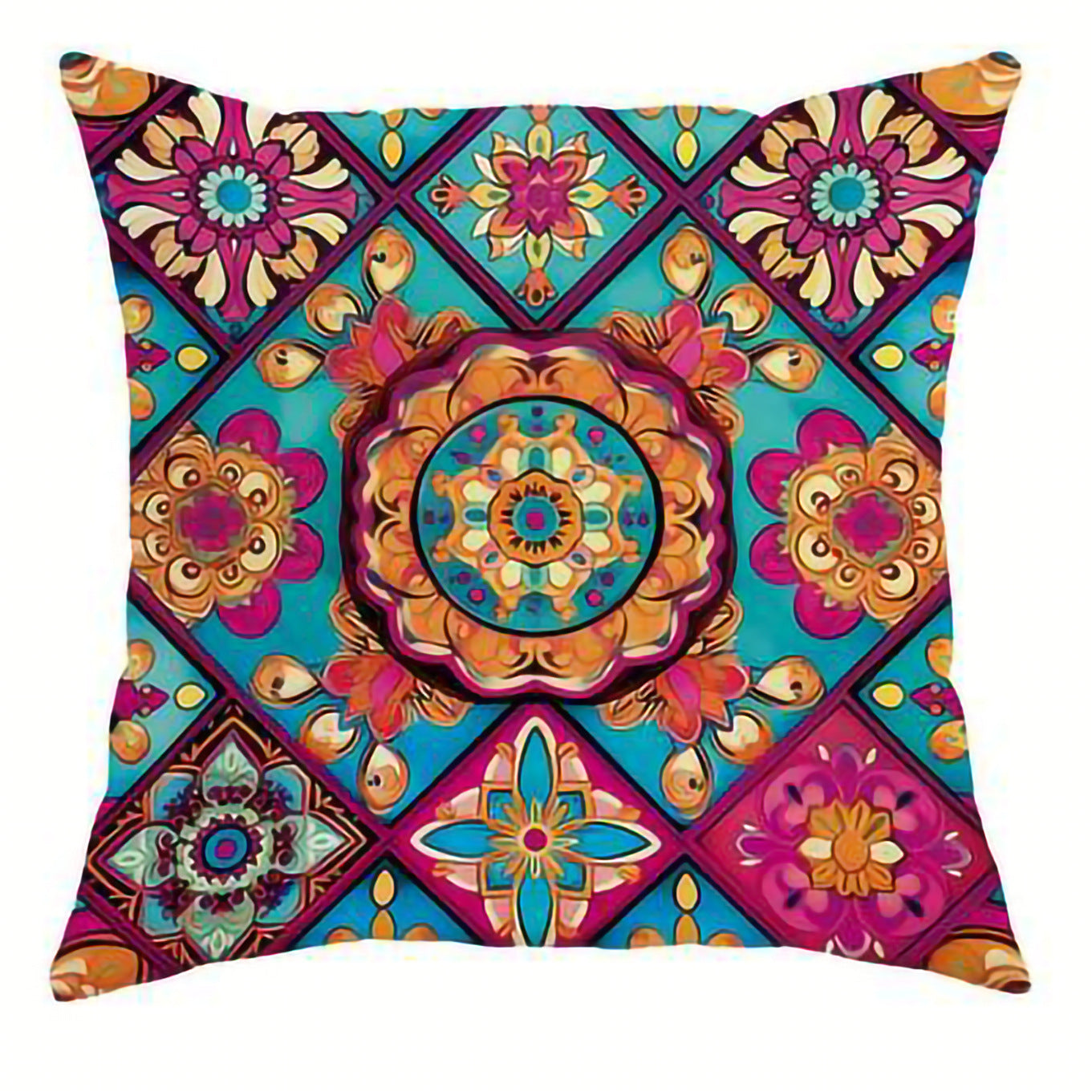 HKM-295827 Geometric Pattern Bohemian Style Linen Pillow Cover 45x45cm