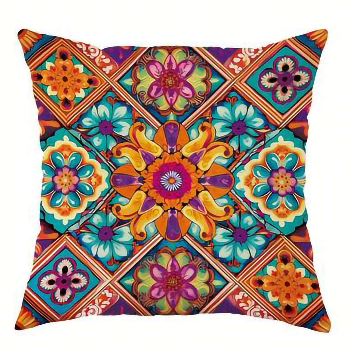 HKM-295827 Geometric Pattern Bohemian Style Linen Pillow Cover 45x45cm
