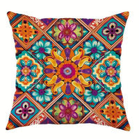 HKM-295827 Geometric Pattern Bohemian Style Linen Pillow Cover 45x45cm