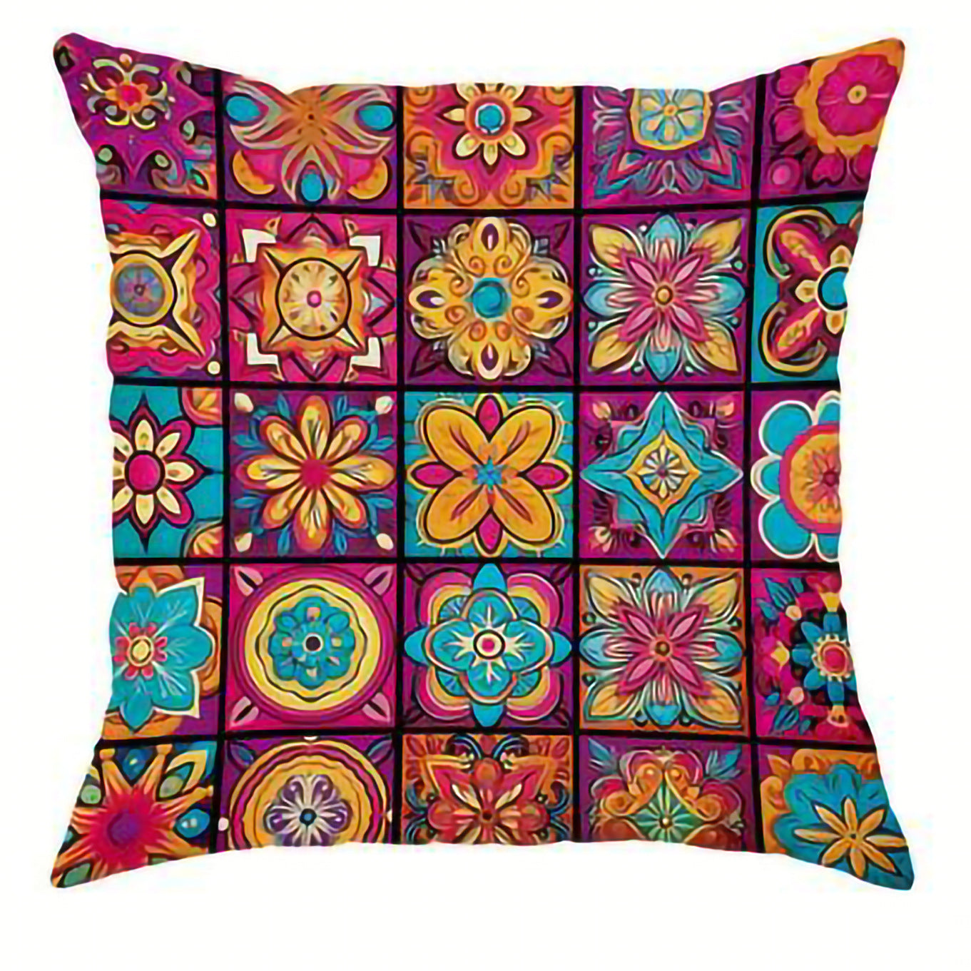 HKM-295827 Geometric Pattern Bohemian Style Linen Pillow Cover 45x45cm