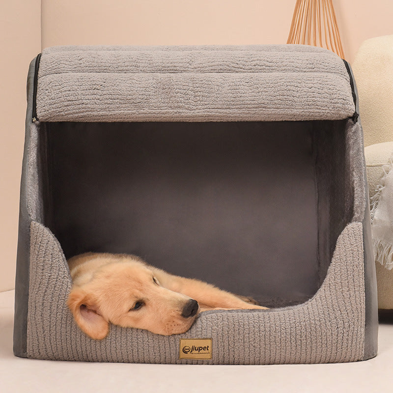 HKM-296019 Removable and Washable Pet Bed for Medium to Extra Large Dogs - Classic Gray