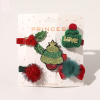 HKM-296147 Christmas-Themed Children's Hairpin Set - 5 Duck Beak Clips with Elk, Tree, Santa Designs