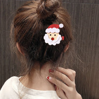 HKM-296147 Christmas-Themed Children's Hairpin Set - 5 Duck Beak Clips with Elk, Tree, Santa Designs