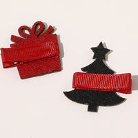 HKM-296147 Christmas-Themed Children's Hairpin Set - 5 Duck Beak Clips with Elk, Tree, Santa Designs