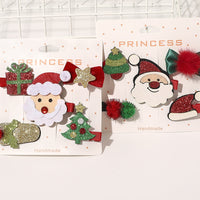 HKM-296147 Christmas-Themed Children's Hairpin Set - 5 Duck Beak Clips with Elk, Tree, Santa Designs