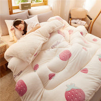 HKM-296339 Winter Thick Lamb Velvet Quilt - Cozy Floral Designs, Multiple Sizes Available