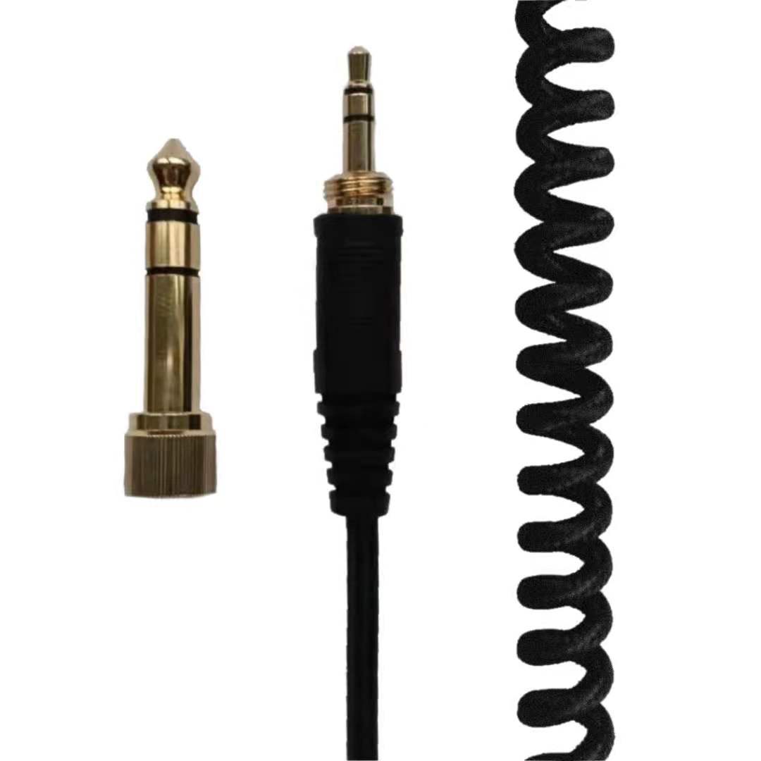 HKM-296403 Black Gold Plated Spring Wire Audio Repair Cable with Plug