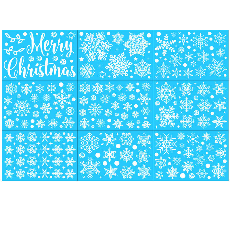 HKM-296467 Christmas Snowflake Static Window Stickers - Waterproof Wall Decals for Festive Decor