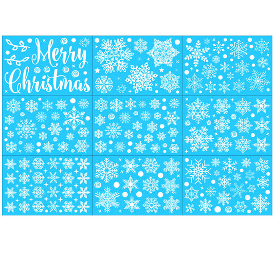 HKM-296467 Christmas Snowflake Static Window Stickers - Waterproof Wall Decals for Festive Decor