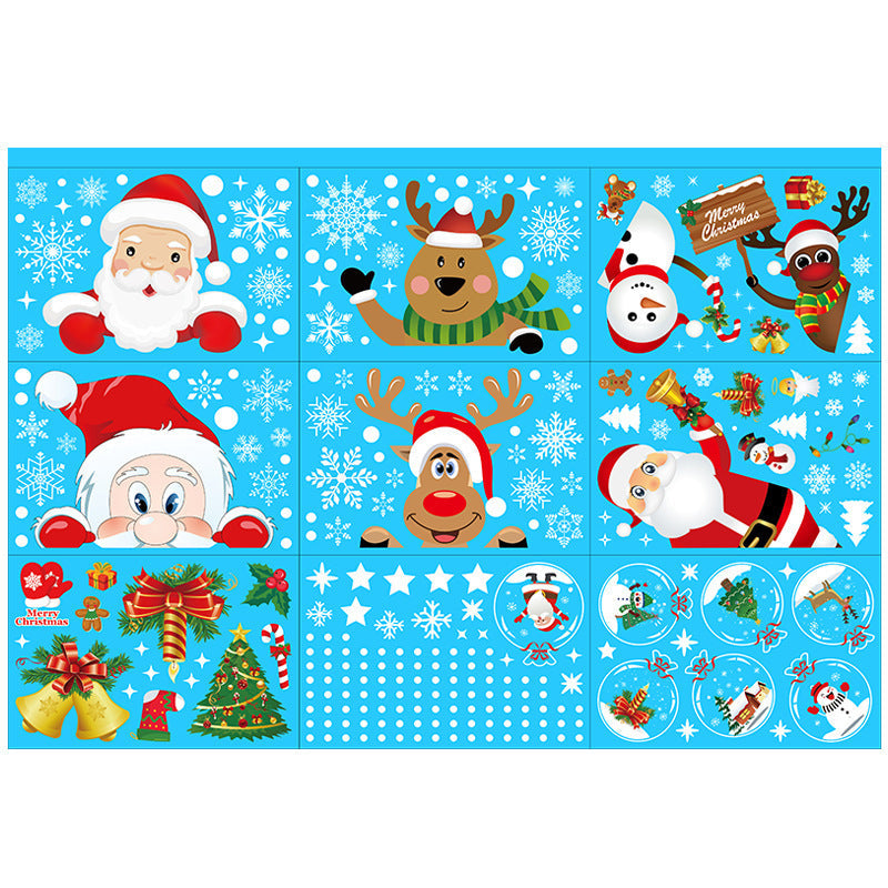 HKM-296467 Christmas Snowflake Static Window Stickers - Waterproof Wall Decals for Festive Decor