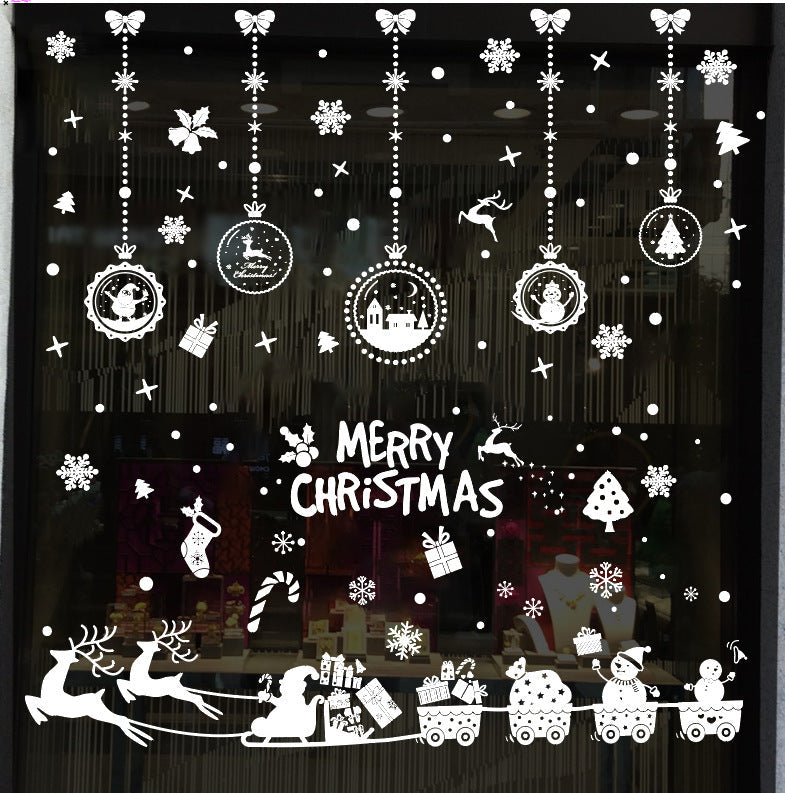 HKM-296467 Christmas Snowflake Static Window Stickers - Waterproof Wall Decals for Festive Decor