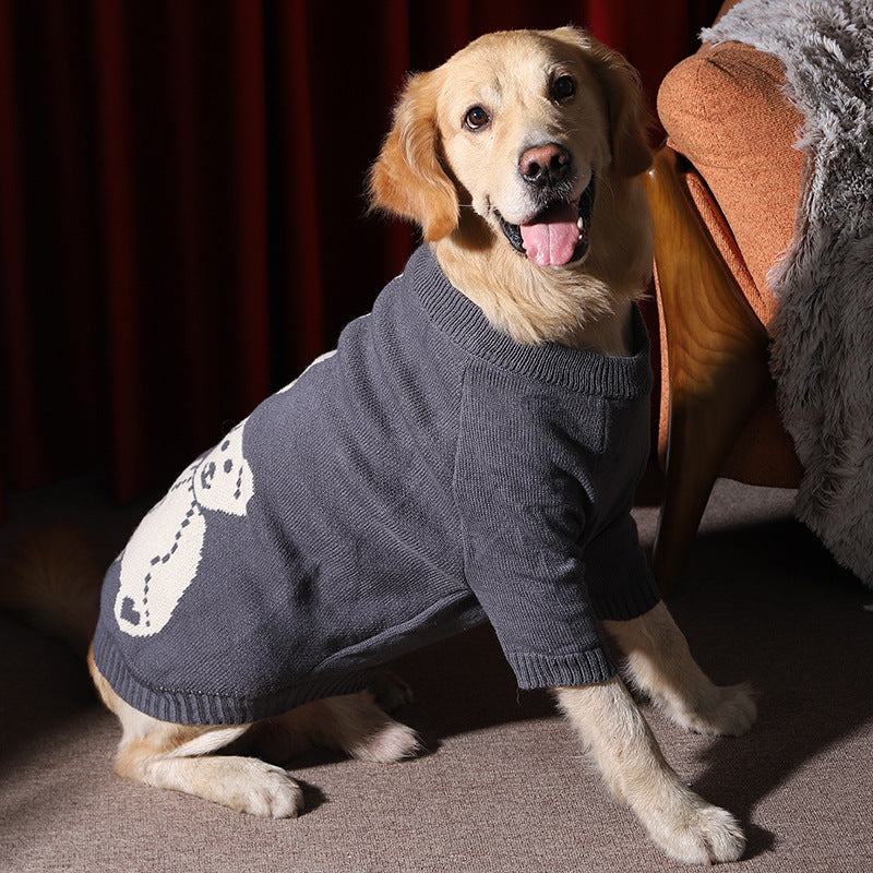 HKM-296595 Cozy Gray Thick Sweater for Large Dogs - Available in Multiple Sizes
