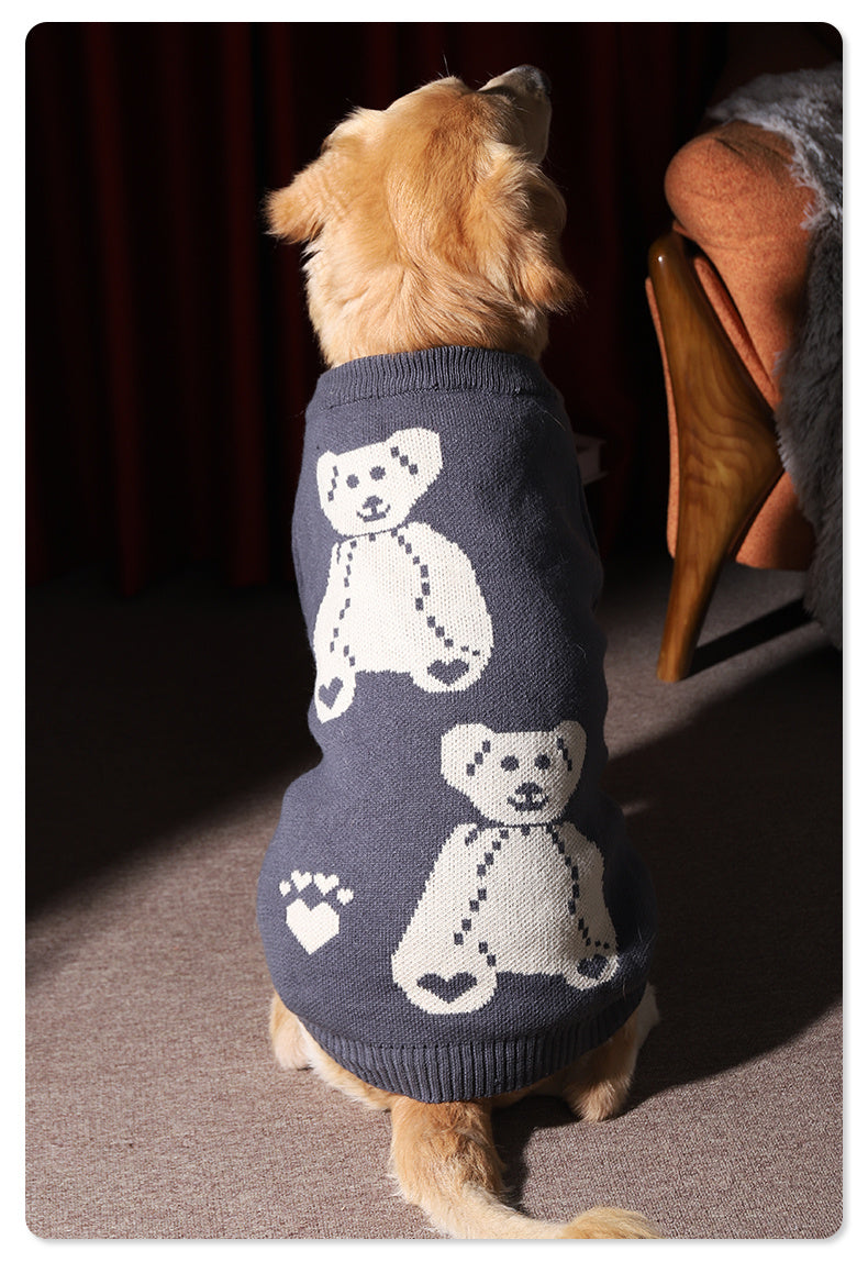 HKM-296595 Cozy Gray Thick Sweater for Large Dogs - Available in Multiple Sizes