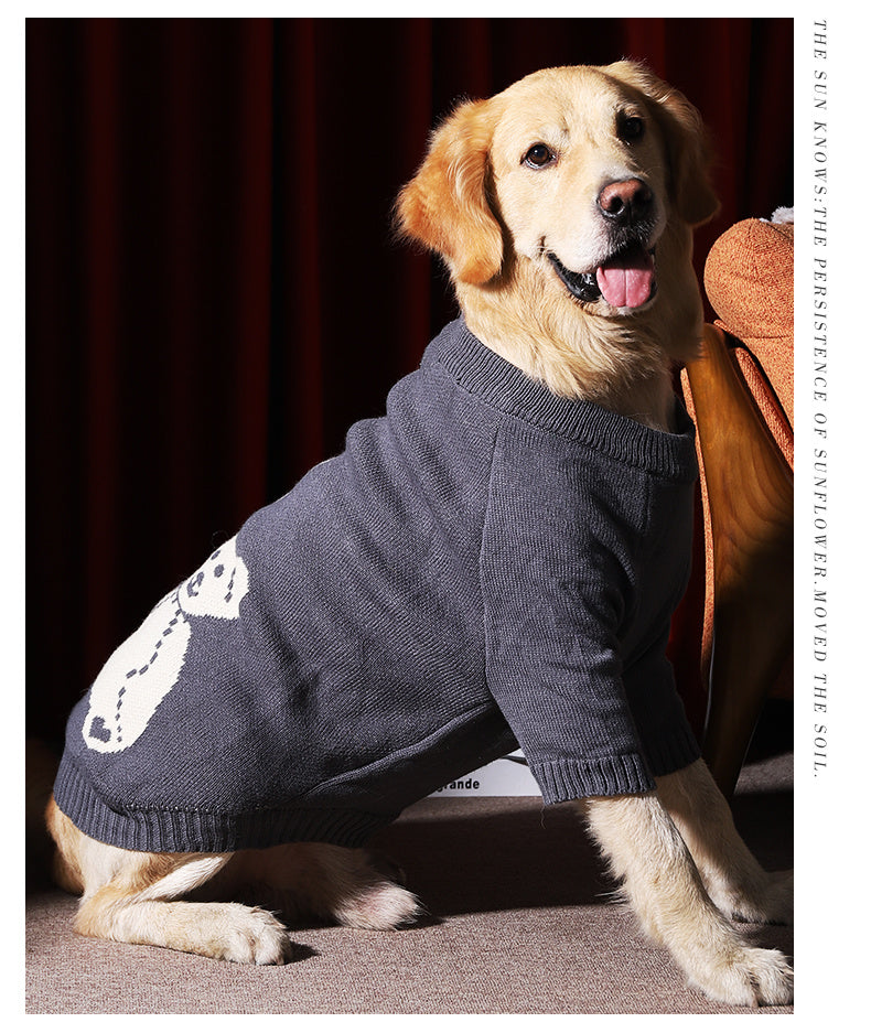 HKM-296595 Cozy Gray Thick Sweater for Large Dogs - Available in Multiple Sizes