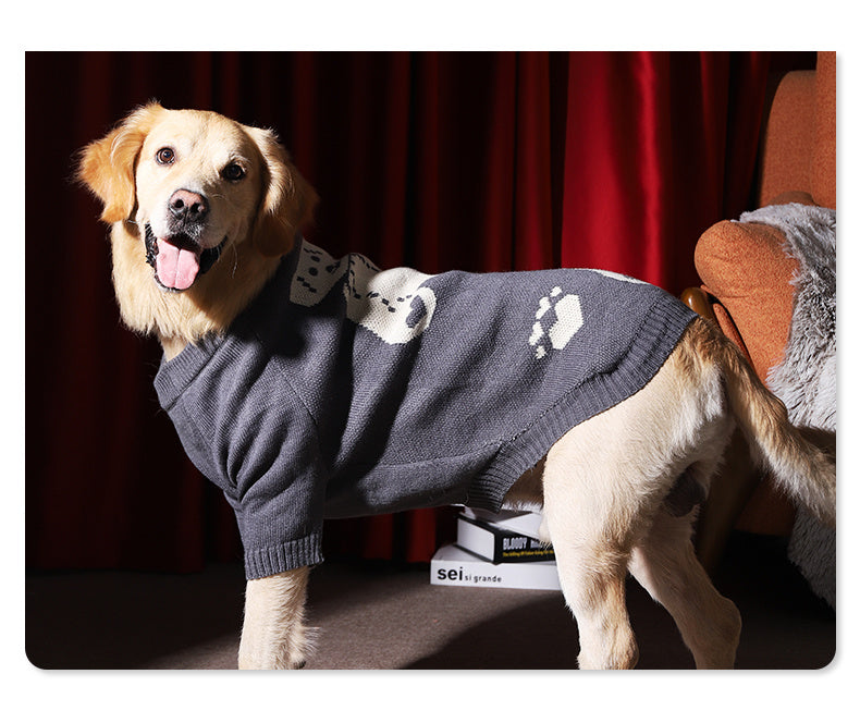 HKM-296595 Cozy Gray Thick Sweater for Large Dogs - Available in Multiple Sizes