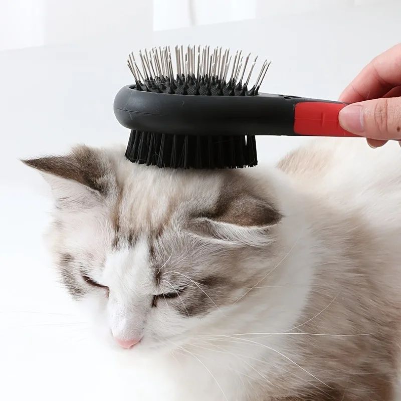 HKM-296723 2-in-1 Double-Sided Pet Grooming Brush for Dogs and Cats, Comb for Shedding and Dirt Removal