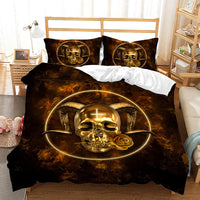 HKM-296851 Digital Printed Halloween Crossbones 3-Piece Quilt Cover Set for 1.5m Bed
