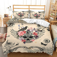 HKM-296851 Digital Printed Halloween Crossbones 3-Piece Quilt Cover Set for 1.5m Bed