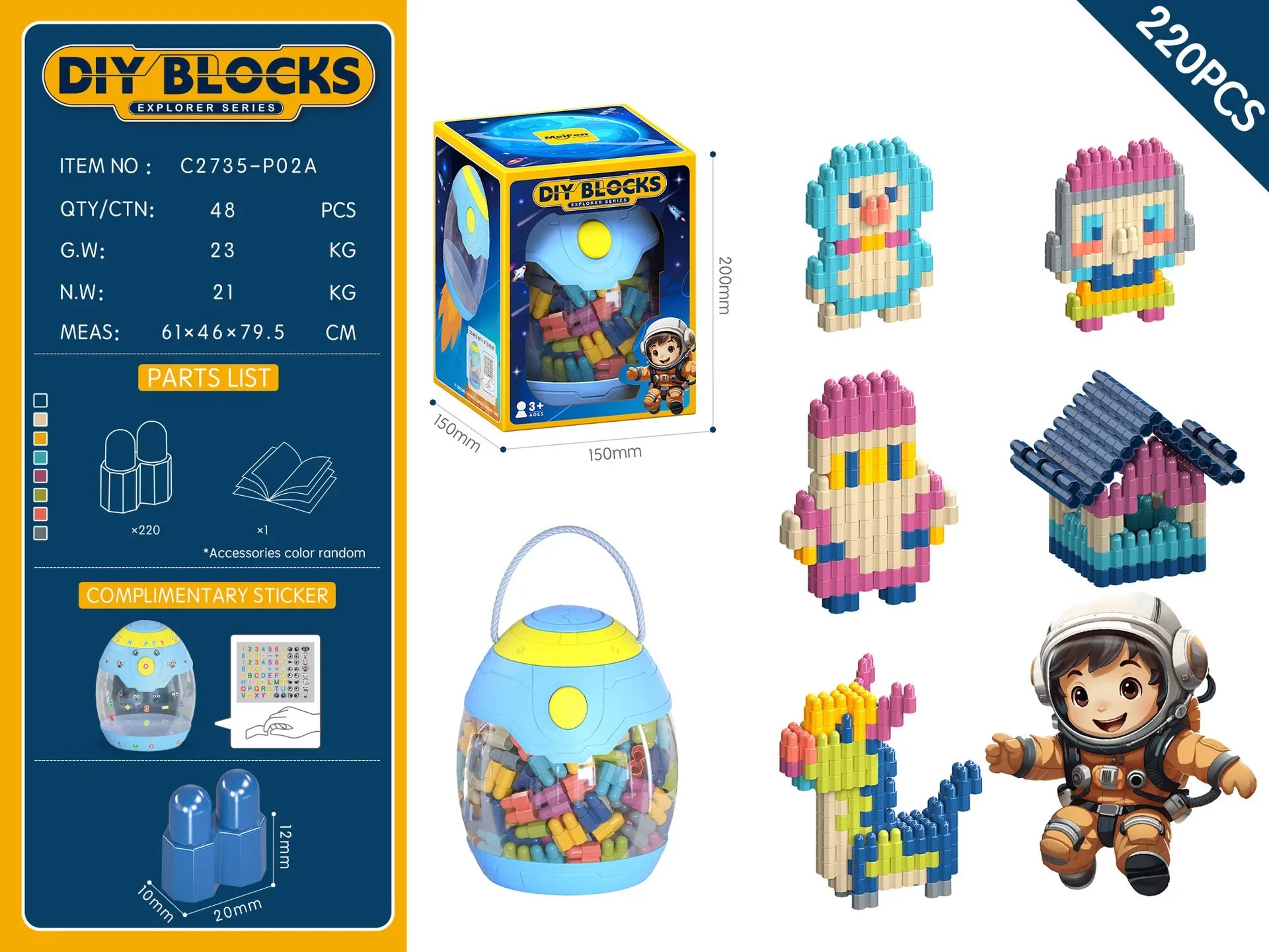 KTX-296851 Kids Variable Building Block Set - Educational Plastic Assembly Toy for Creative Play