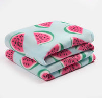 HKM-296851 Watermelon Print Flannel Blanket - 120x150cm Modern Design for Cozy Comfort