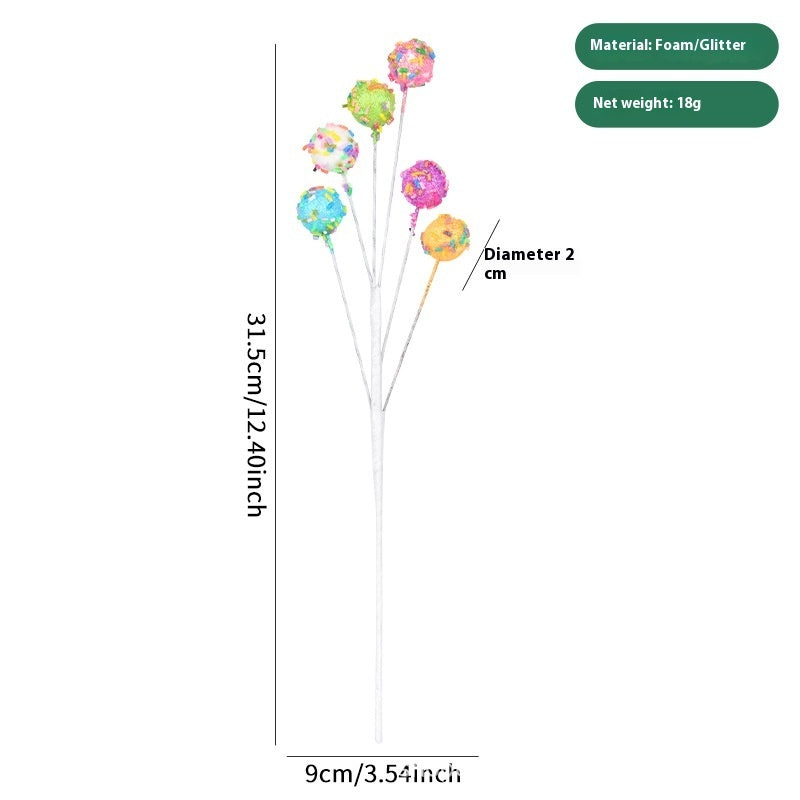 HKM-296979 Macaron Color Christmas Twig Decorations - Chinese Style Wrought Iron and Foam Arrangement