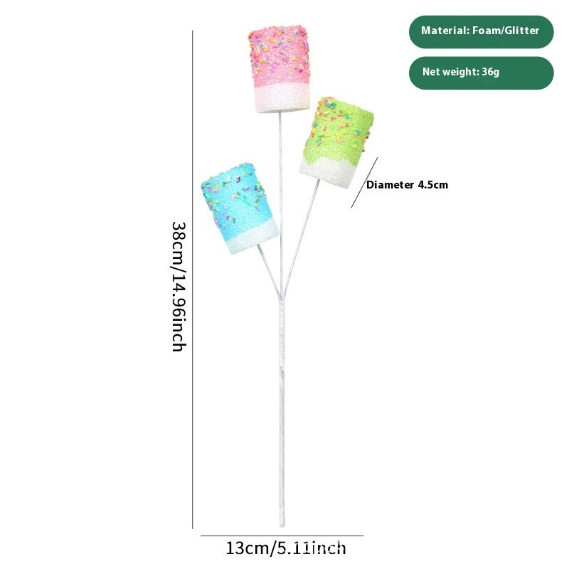 HKM-296979 Macaron Color Christmas Twig Decorations - Chinese Style Wrought Iron and Foam Arrangement