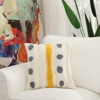 HKM-297299 Floral Cotton Velvet Embroidered Pillow with Tassels - 45x45 cm
